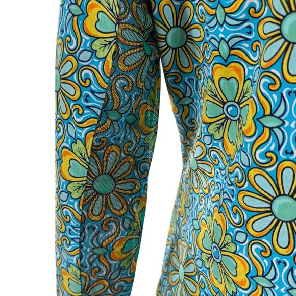 IBKUL Scarlet Turquoise Floral Print Quarter Zip Long Sleeve Top - Picture 9 of 12